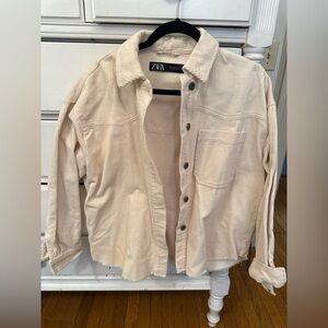 Zara Beige Corduroy Utility Jacket
